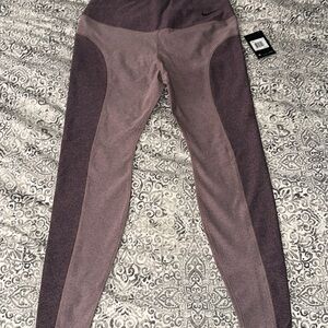 Nike Dri Fit Leggings Womens 1X Full Length Heather Maroon High Waist Athletic